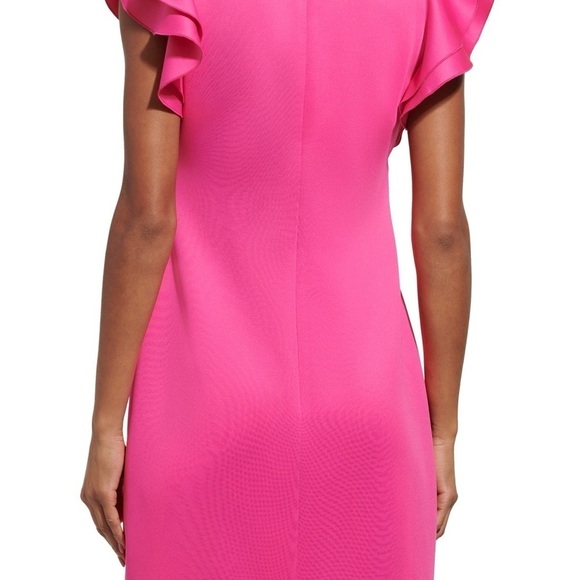 Halogen Black Sleeveless Flutter Sleeve Sheath Dress Medium Career Bridal - Picture 2 of 9